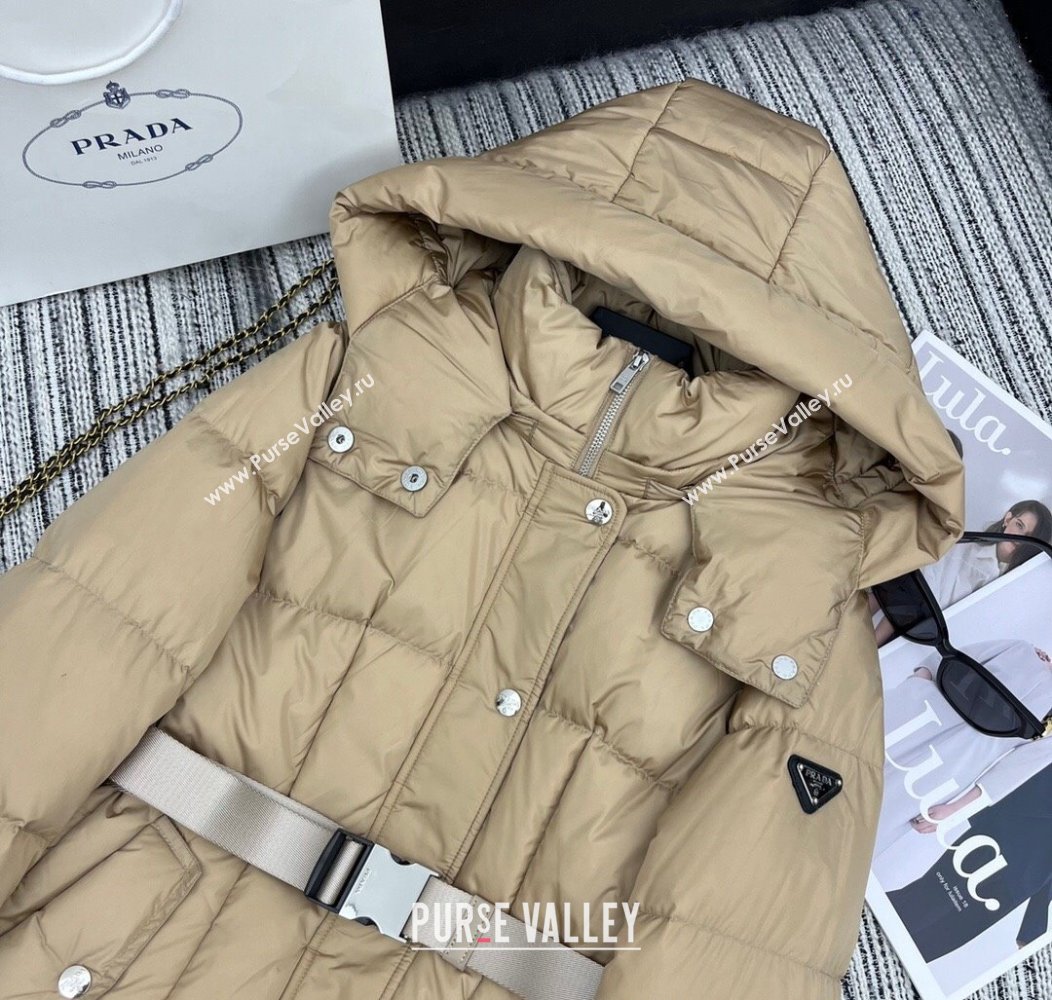 Prada Down Jacket with Belt Beige 2024 1203 (QI-241203003)