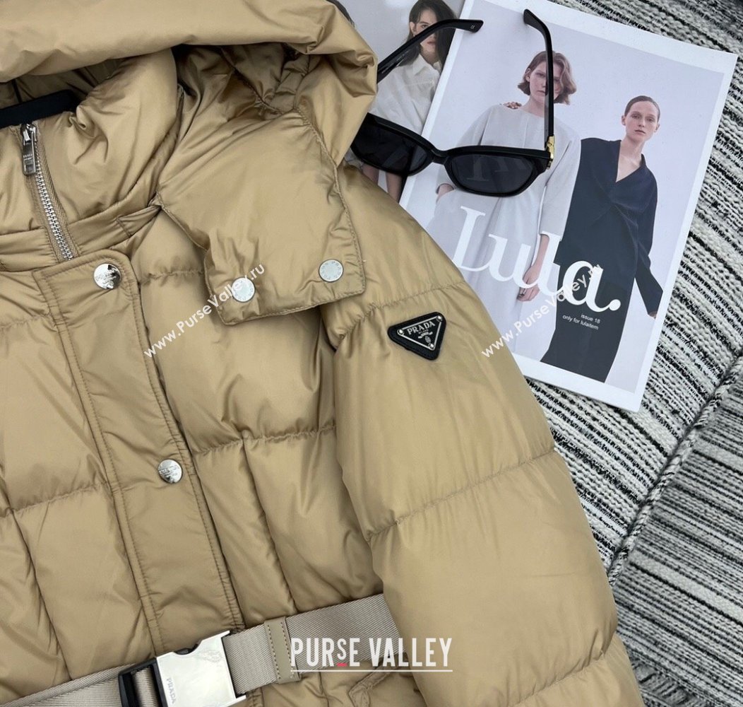 Prada Down Jacket with Belt Beige 2024 1203 (QI-241203003)