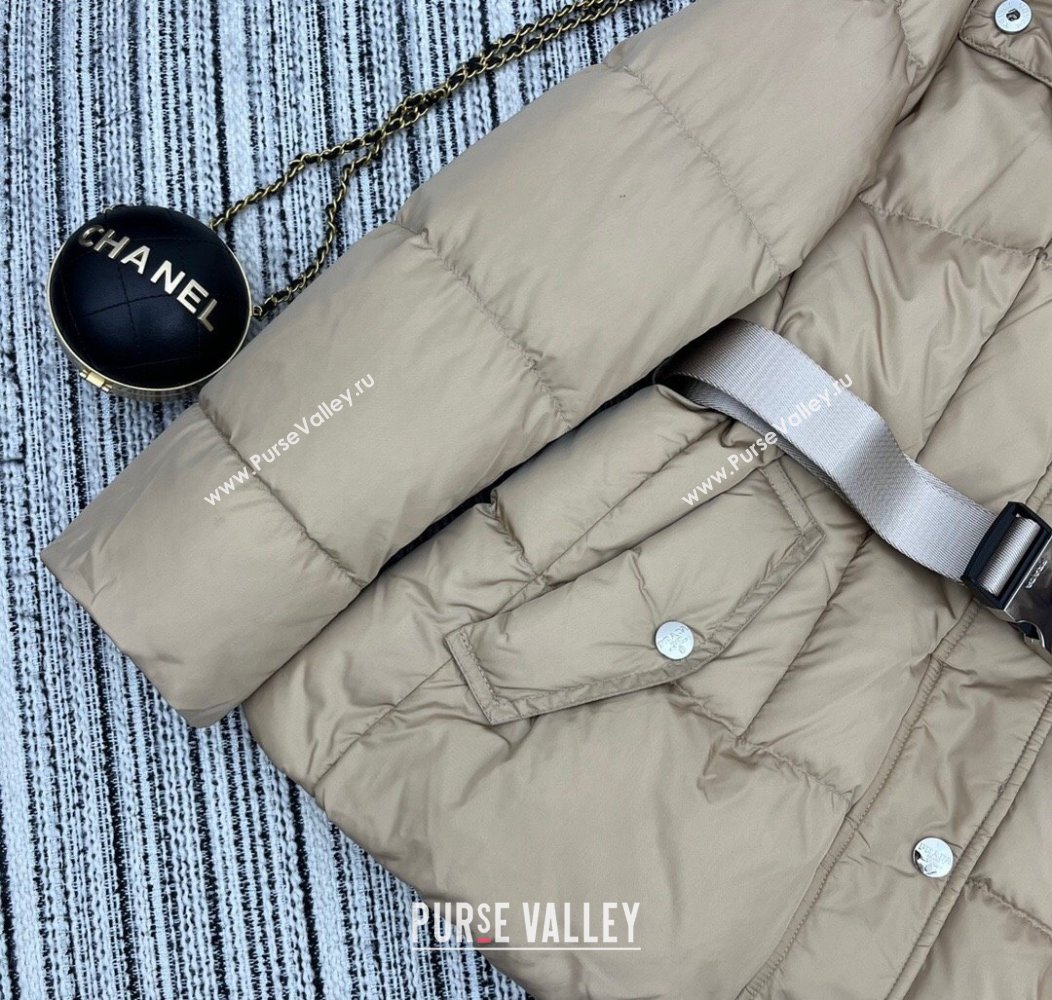 Prada Down Jacket with Belt Beige 2024 1203 (QI-241203003)