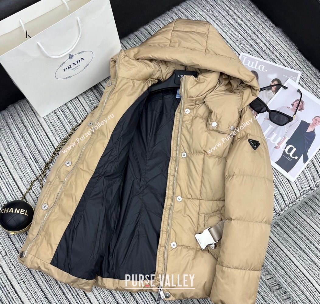 Prada Down Jacket with Belt Beige 2024 1203 (QI-241203003)