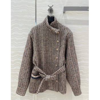 Chanel Tweed Coat Light Pink 2024 1203 (QI-241203021)