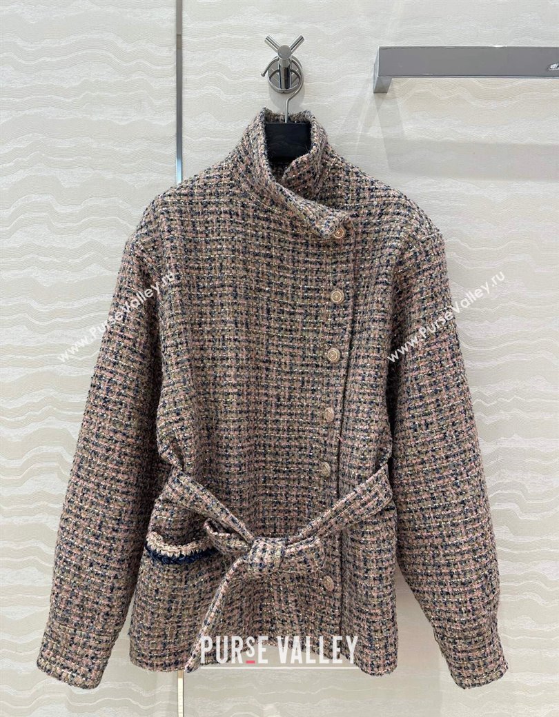 Chanel Tweed Coat Light Pink 2024 1203 (QI-241203021)