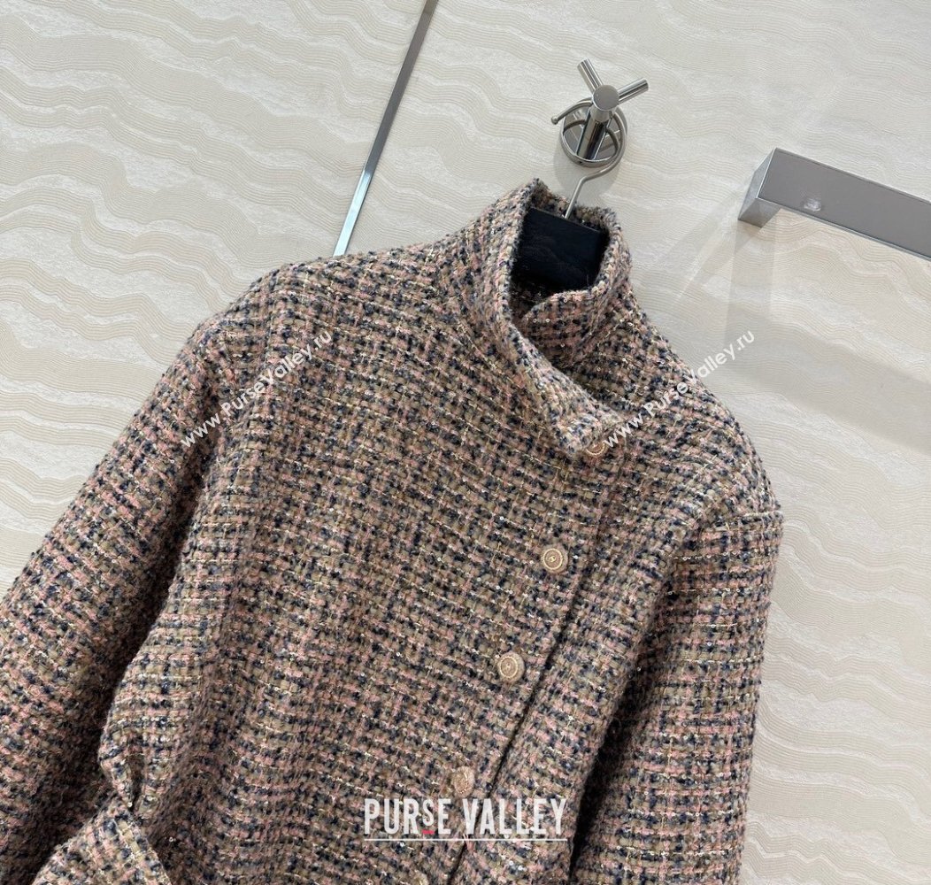 Chanel Tweed Coat Light Pink 2024 1203 (QI-241203021)