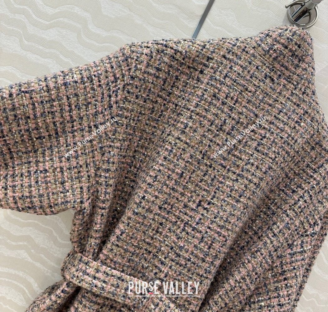 Chanel Tweed Coat Light Pink 2024 1203 (QI-241203021)