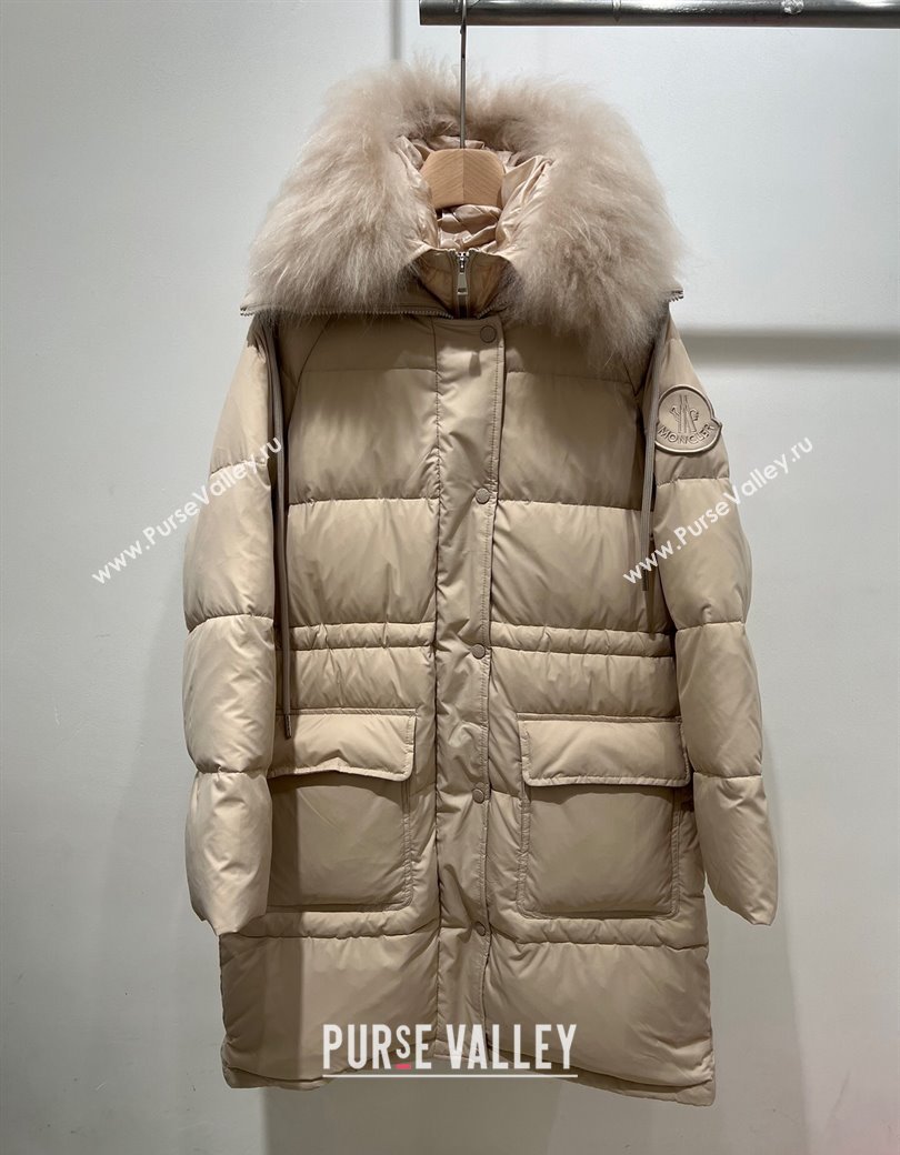 Moncler Ruvuma Long Down Jacket Light Beige 2024 1203 (QI-241203066)