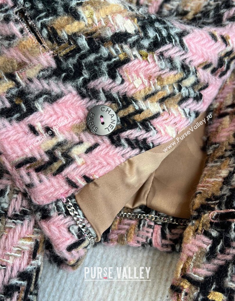 Chanel Tweed Jacket Pink/Multicolor 2024 1203 (QI-241203078)