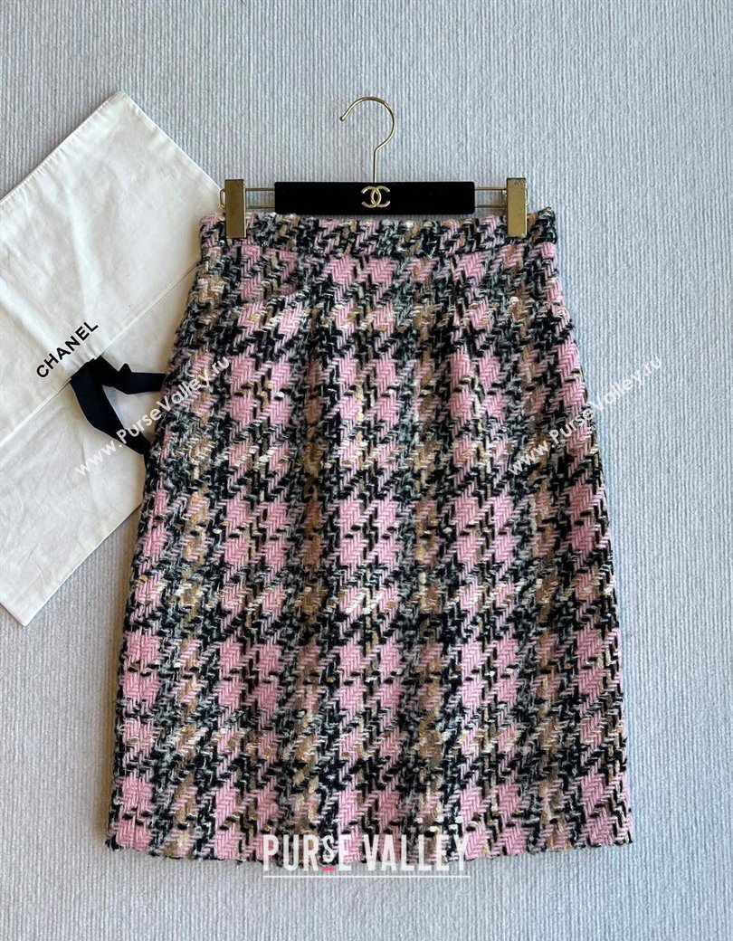 Chanel Tweed Skirt Pink/Multicolor 2024 1203 (QI-241203079)