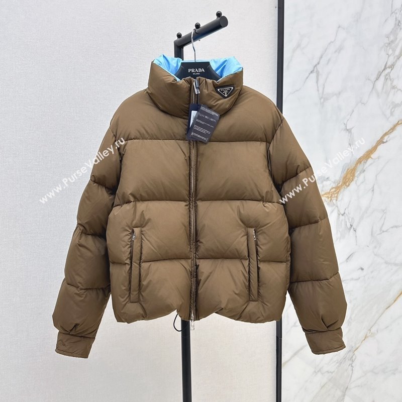 Prada Down Jacket with Logo Khaki 2024 1203 (QI-241203082)