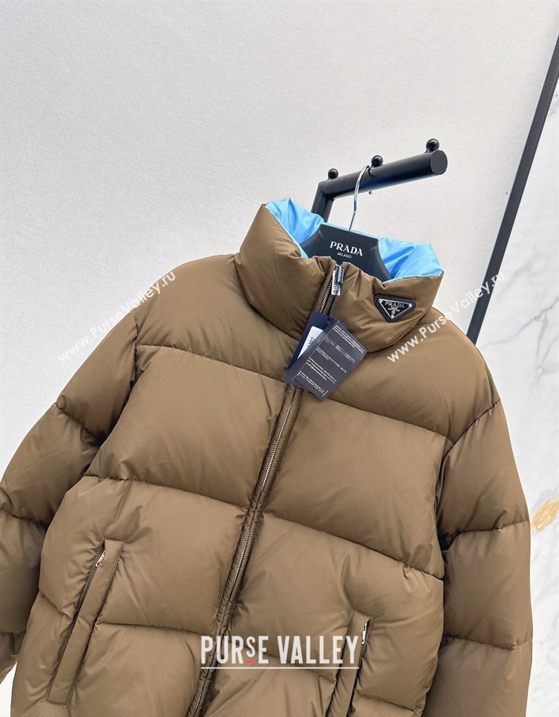 Prada Down Jacket with Logo Khaki 2024 1203 (QI-241203082)