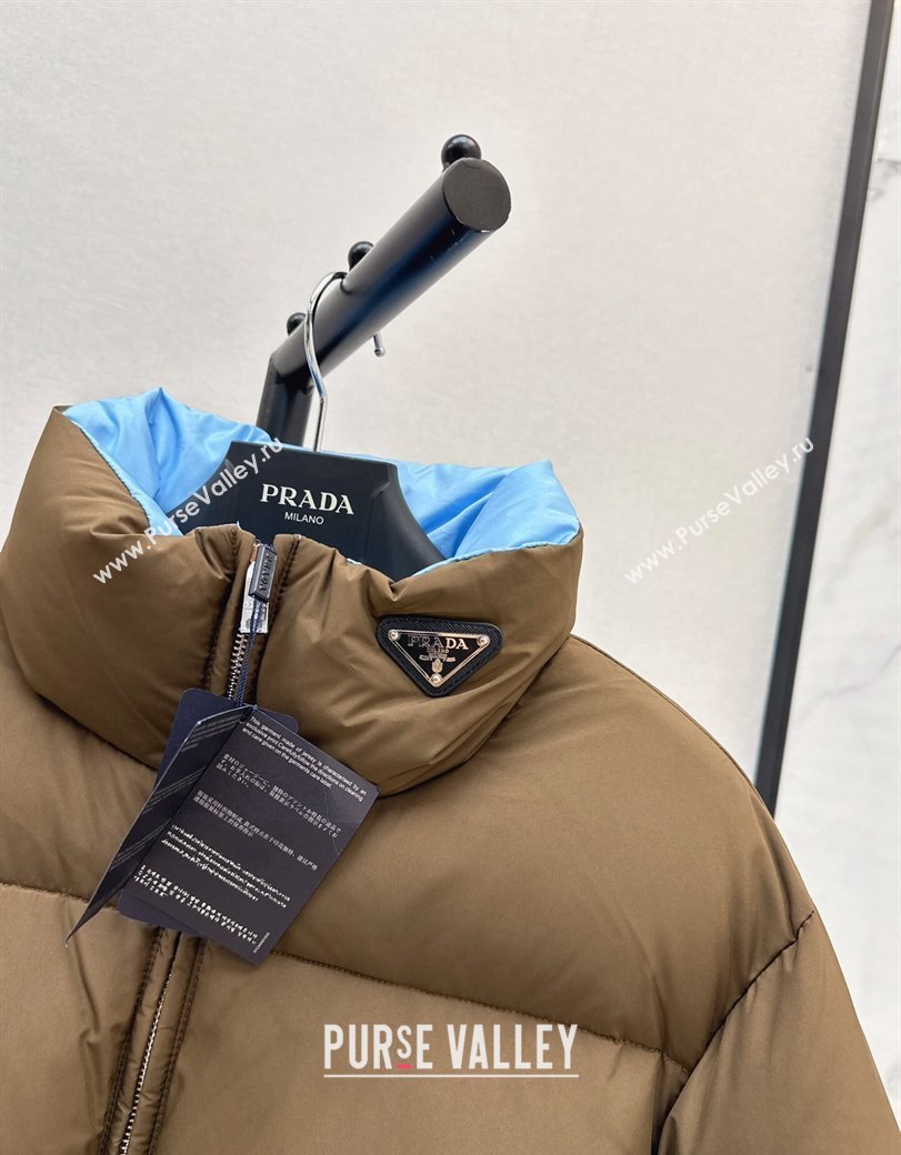 Prada Down Jacket with Logo Khaki 2024 1203 (QI-241203082)