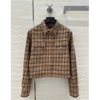 Celine Check Shirt Beige 2024 1203 (QI-241203071)