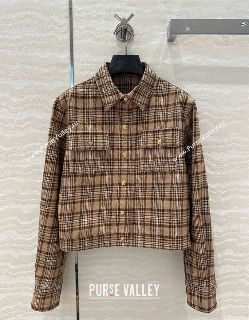 Celine Check Shirt Beige 2024 1203 (QI-241203071)