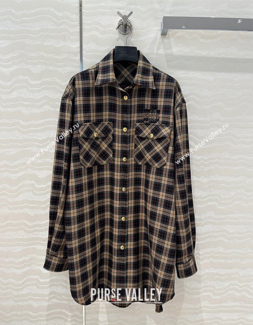 Miu Miu Check Long Shirt Black/Beige 2024 1203 (QI-241203085)