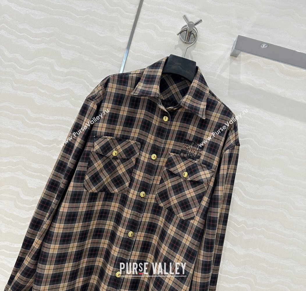 Miu Miu Check Long Shirt Black/Beige 2024 1203 (QI-241203085)