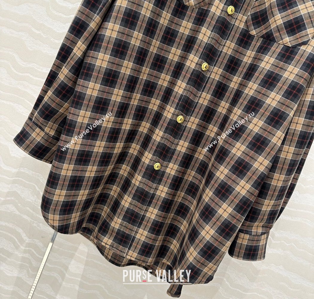 Miu Miu Check Long Shirt Black/Beige 2024 1203 (QI-241203085)