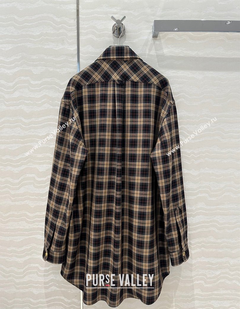 Miu Miu Check Long Shirt Black/Beige 2024 1203 (QI-241203085)