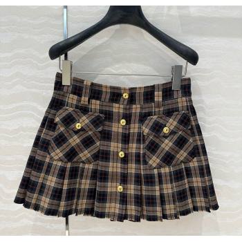 Miu Miu Check Short Skirt Black/Beige 2024 1203 (QI-241203088)