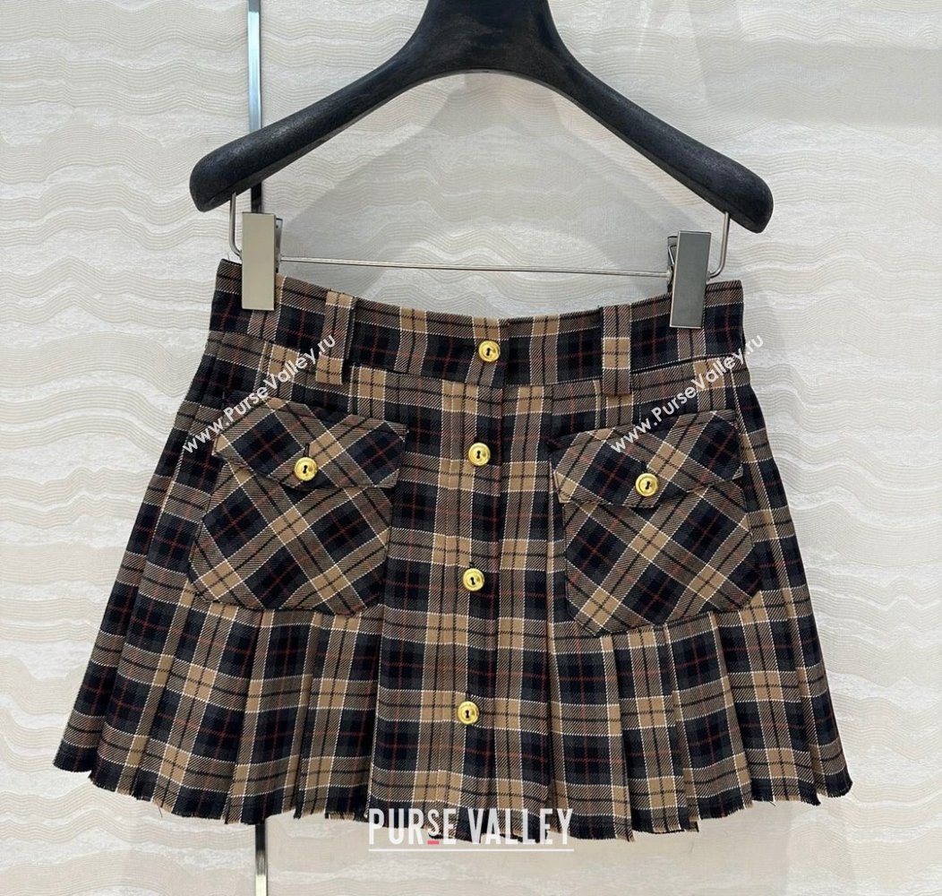 Miu Miu Check Short Skirt Black/Beige 2024 1203 (QI-241203088)