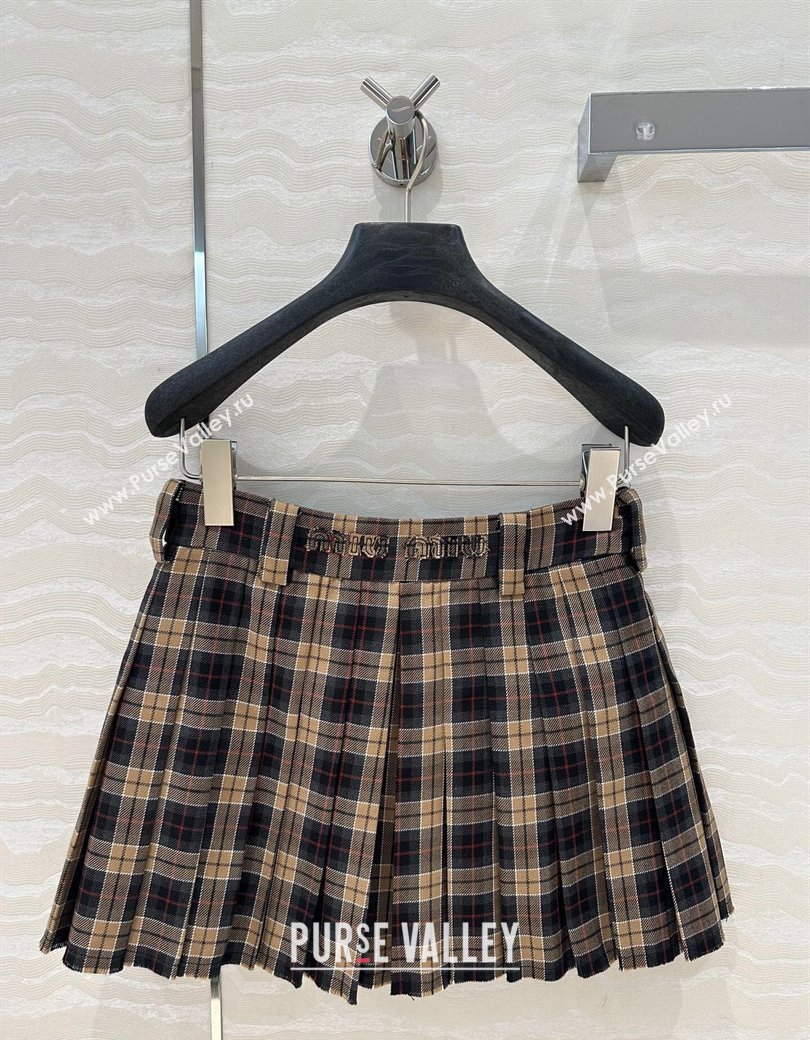 Miu Miu Check Short Skirt Black/Beige 2024 1203 (QI-241203088)