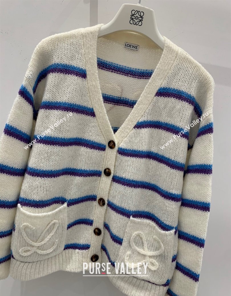 Loewe Straiped Cardigan White/Blue 2024 1203 (QI-241203089)