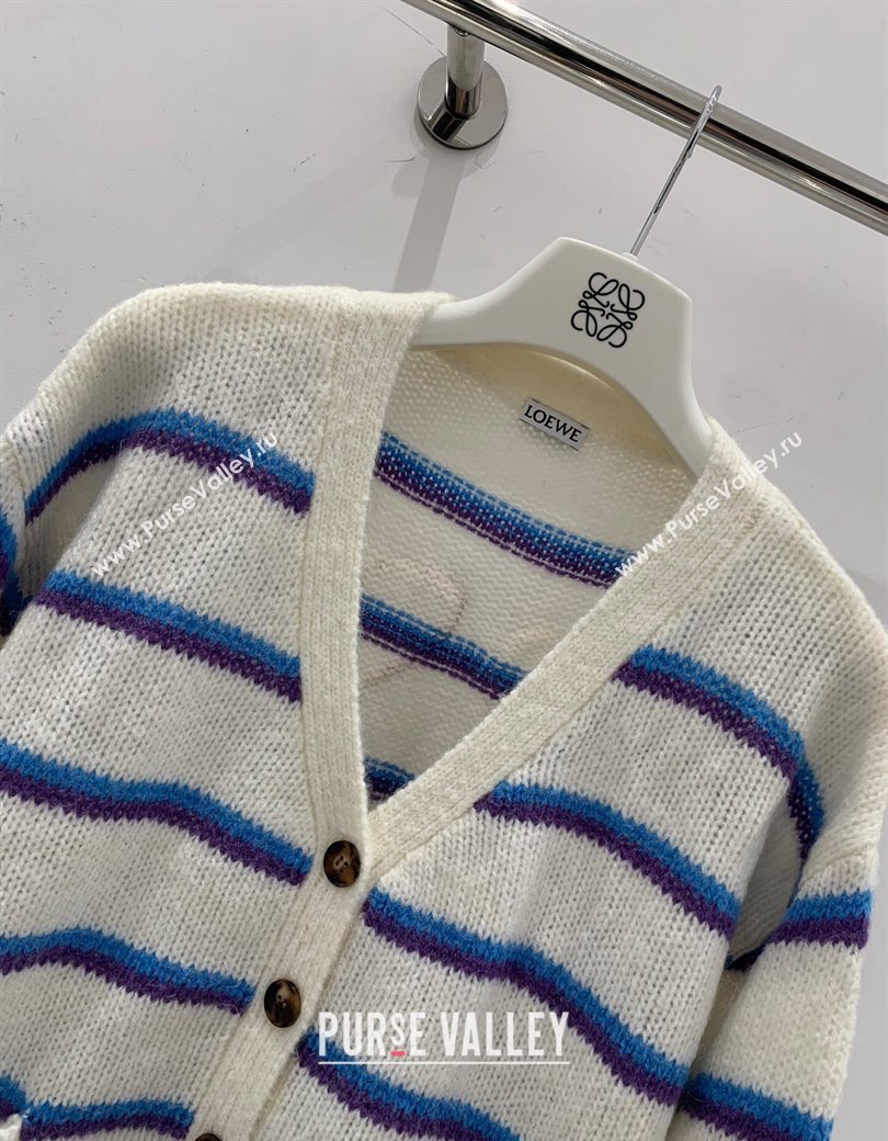 Loewe Straiped Cardigan White/Blue 2024 1203 (QI-241203089)