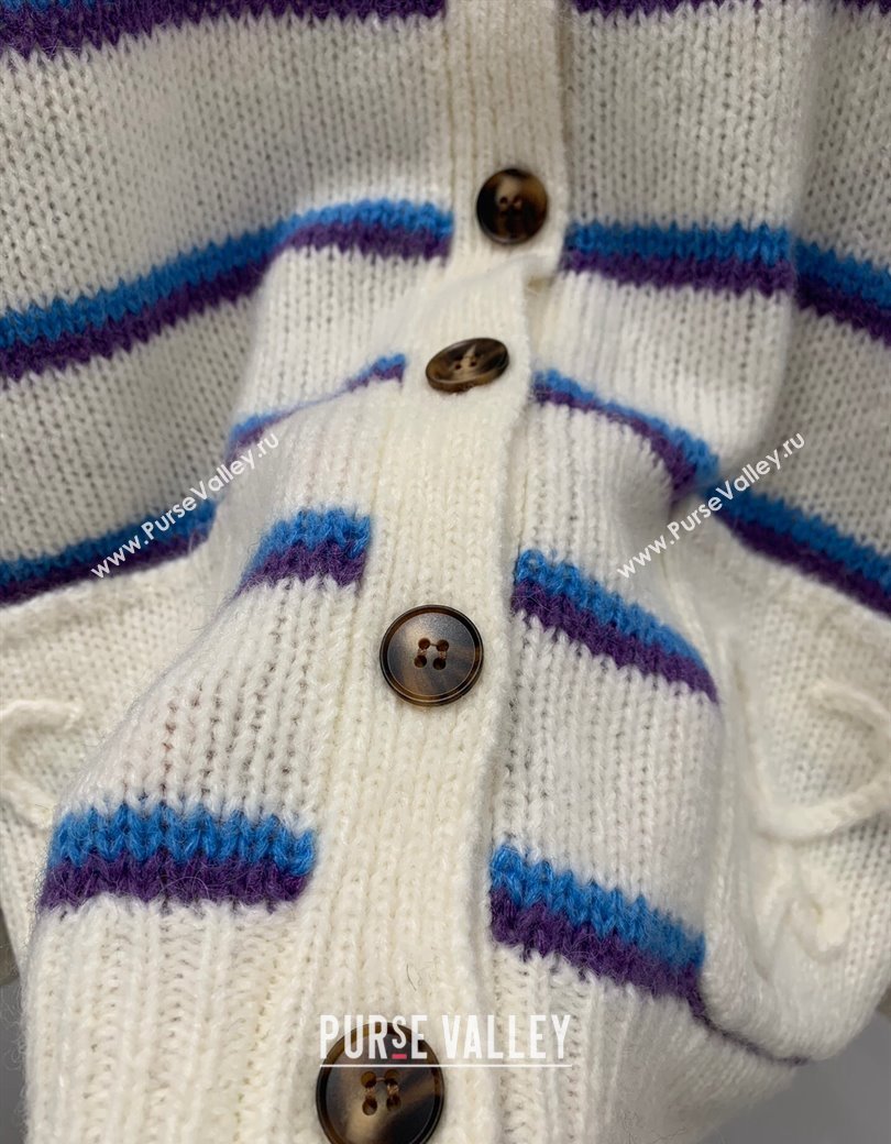 Loewe Straiped Cardigan White/Blue 2024 1203 (QI-241203089)