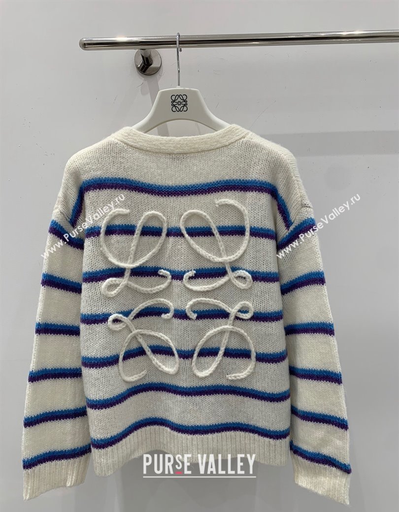 Loewe Straiped Cardigan White/Blue 2024 1203 (QI-241203089)