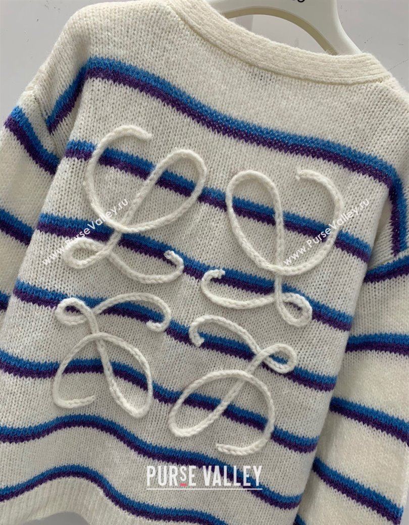 Loewe Straiped Cardigan White/Blue 2024 1203 (QI-241203089)