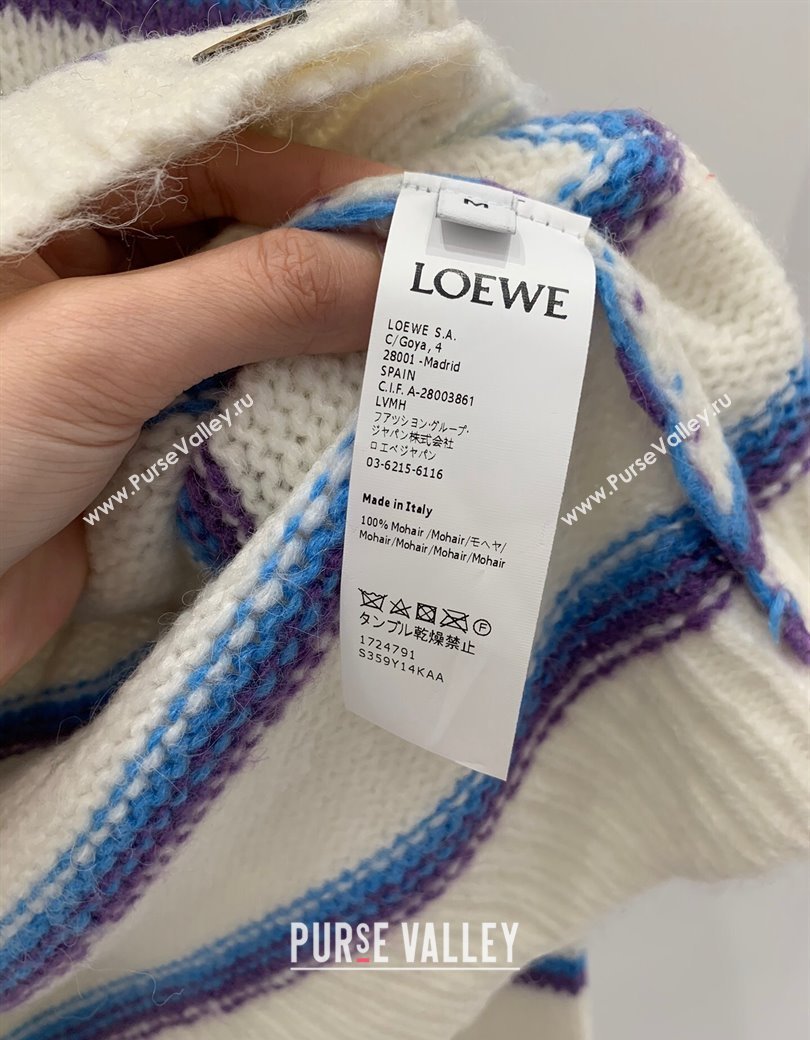 Loewe Straiped Cardigan White/Blue 2024 1203 (QI-241203089)