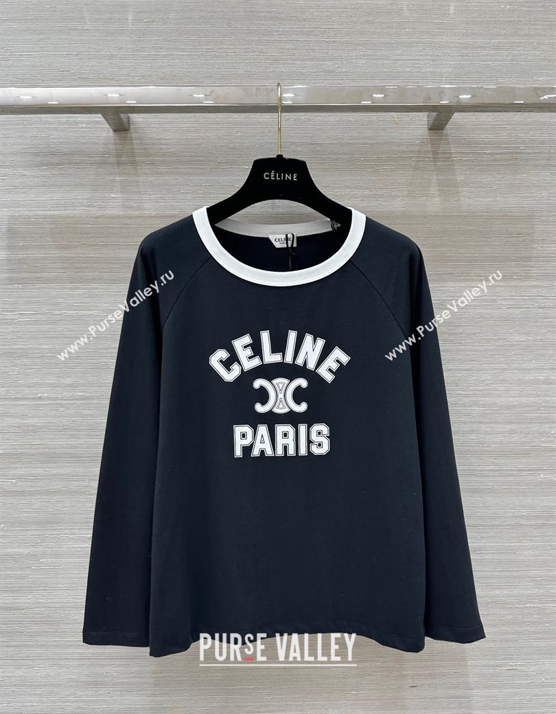 Celine Long Sleeve T-Shirt Black 2024 1203 (QI-241203099)