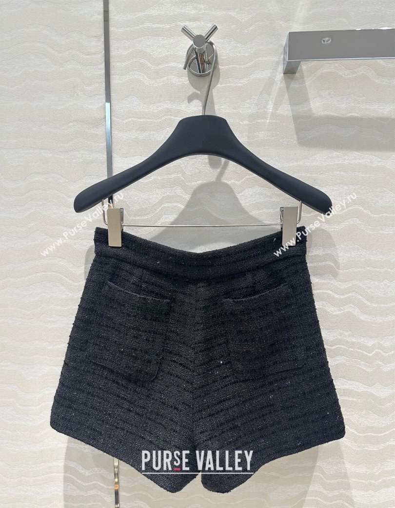 Chanel Tweed Vest and Shorts Set Black 2024 1203 (QI-241203073)