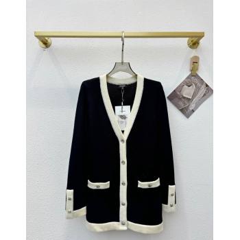 Chanel Cashmere Cardigan White/Black 2024 1203 (QI-241203116)