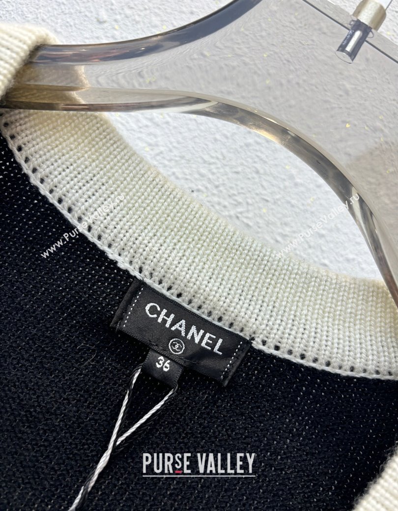 Chanel Cashmere Cardigan White/Black 2024 1203 (QI-241203116)