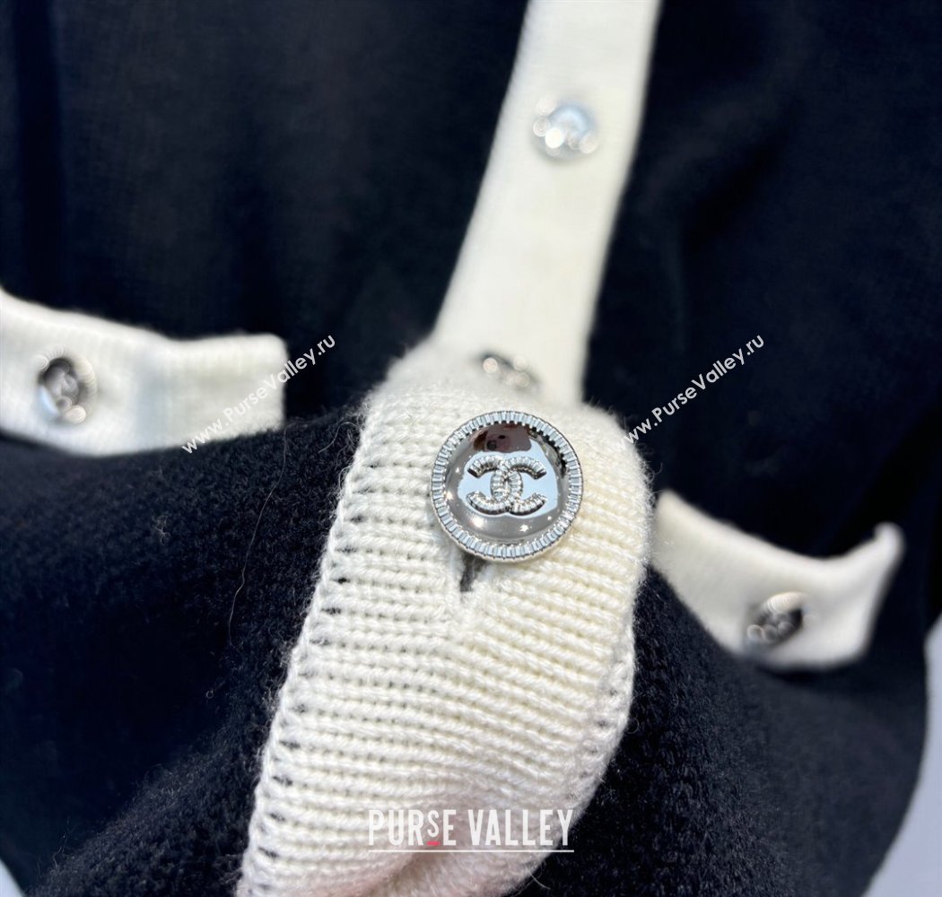 Chanel Cashmere Cardigan White/Black 2024 1203 (QI-241203116)