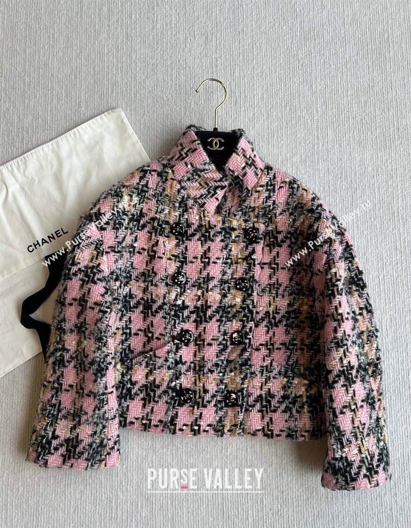 Chanel Tweed Jacket Pink/Multicolor 2024 1203 (QI-241203078)