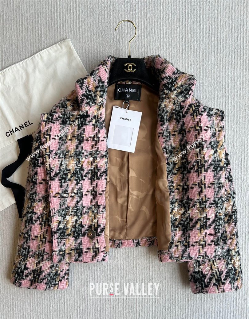 Chanel Tweed Jacket Pink/Multicolor 2024 1203 (QI-241203078)