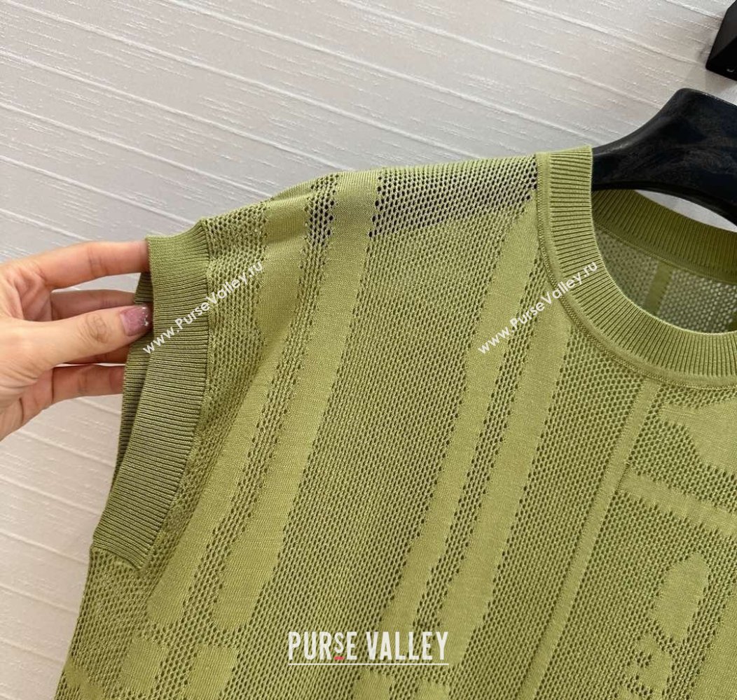 Hermes Knit Mesh Vest Green 2025 0106 (QI-250106013)