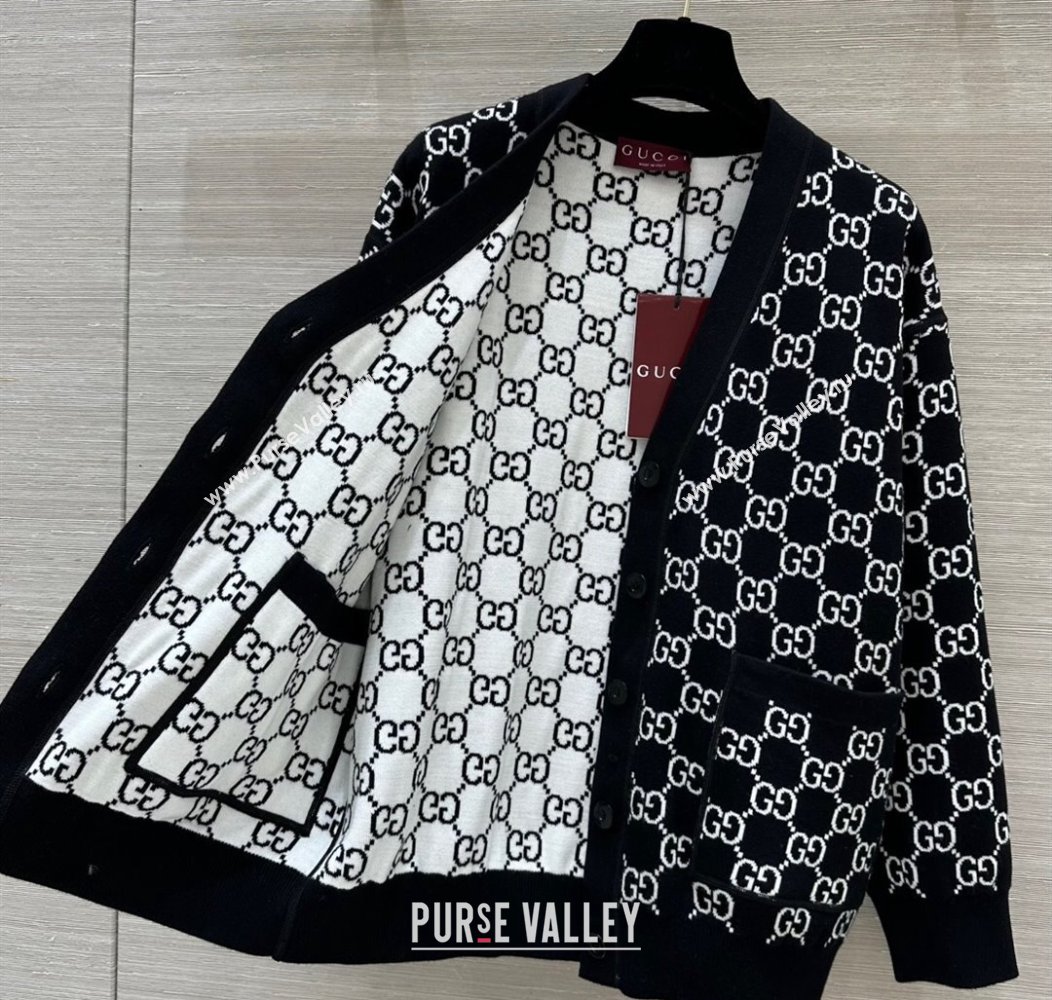 Gucci Reversible GG Wool Cardigans White/Black 2025 0106 (QI-250106026)