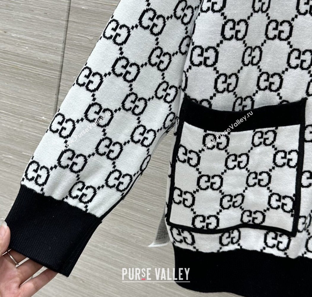 Gucci Reversible GG Wool Cardigans White/Black 2025 0106 (QI-250106026)