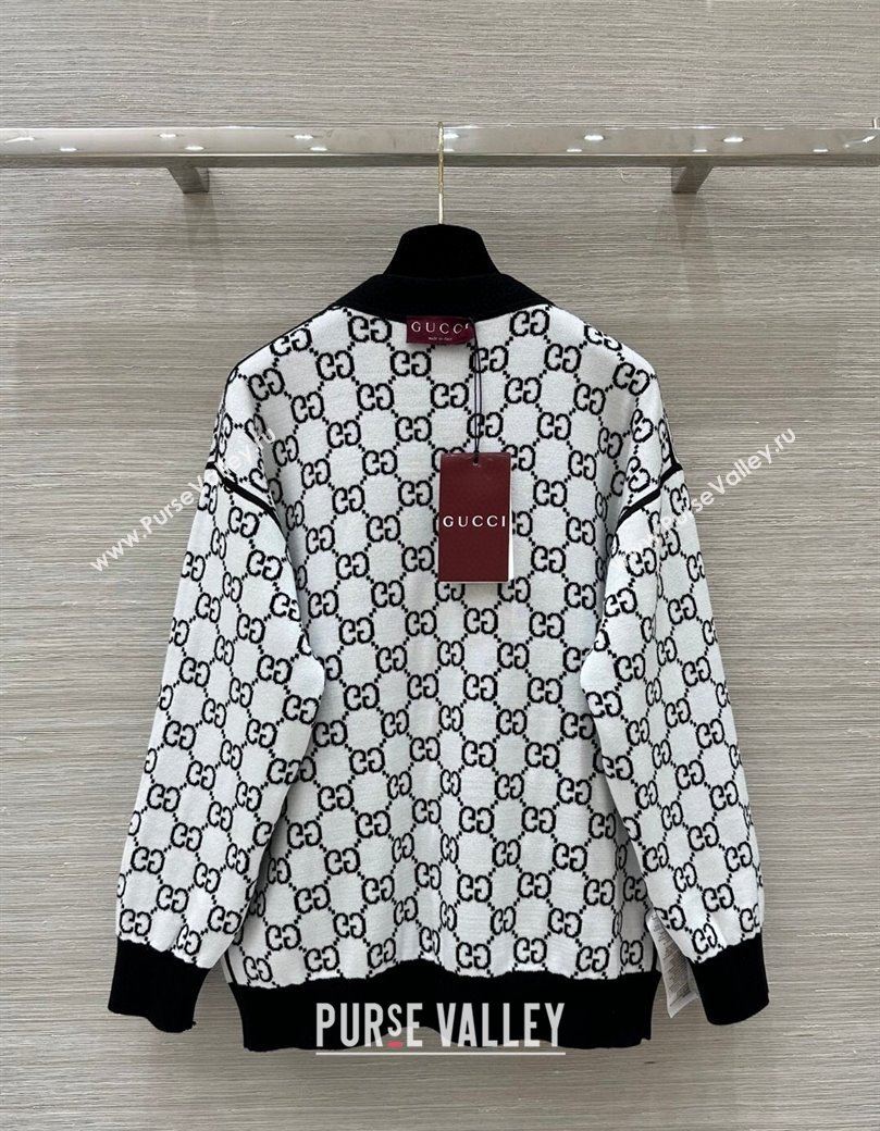 Gucci Reversible GG Wool Cardigans White/Black 2025 0106 (QI-250106026)