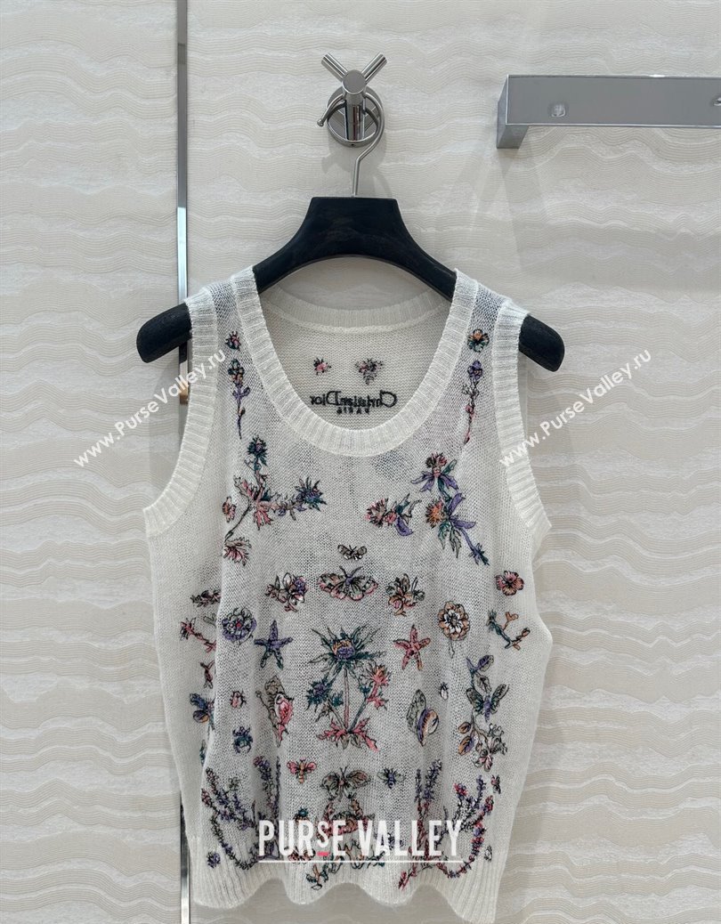 Chanel Embroidered Mesh Vest White 2025 0106 (QI-250106027)