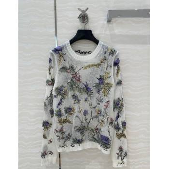 Chanel Embroidered Mesh Sweater White 2025 0106 (QI-250106029)