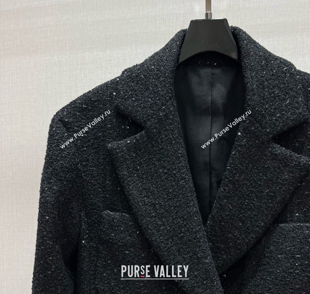 Chanel Wool Blend Tweed Jacket Black 2025 0106 (QI-250106038)