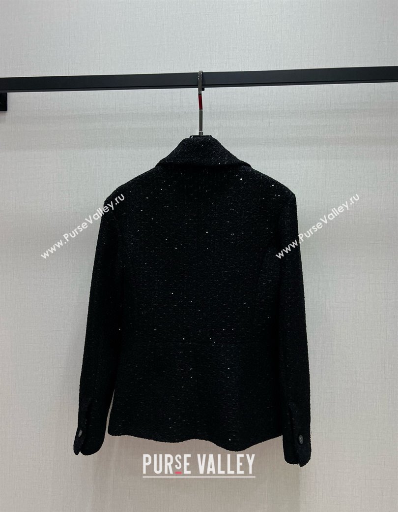 Chanel Wool Blend Tweed Jacket Black 2025 0106 (QI-250106038)