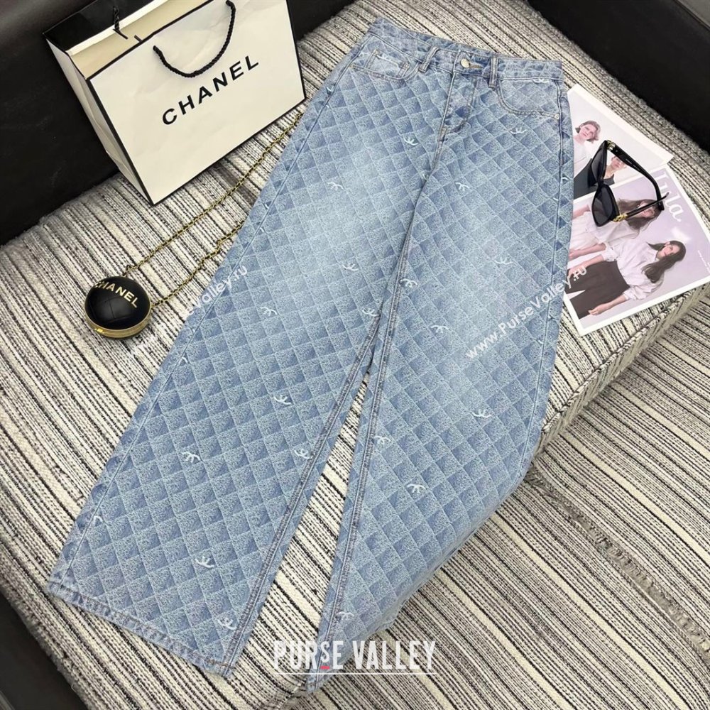 Chanel Printed Denim Jeans Washed Blue 2025 0214 (QI-250214024)