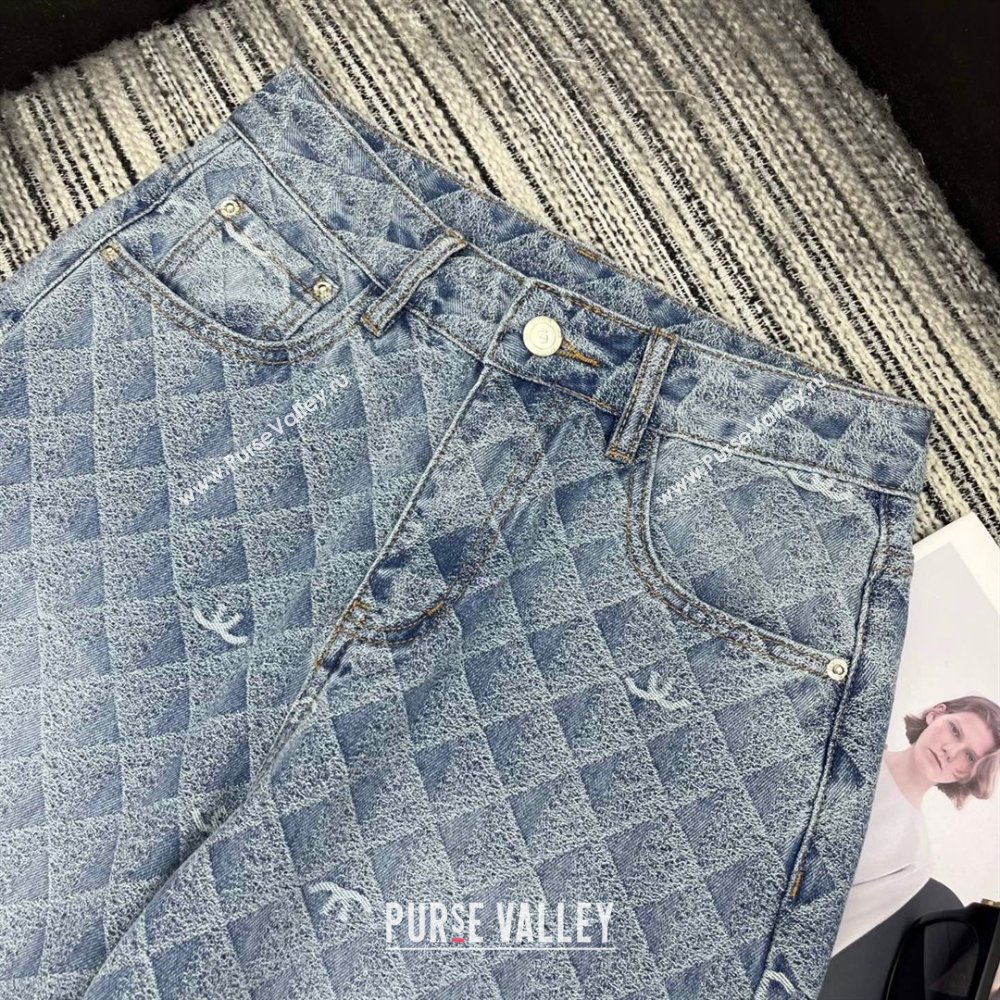 Chanel Printed Denim Jeans Washed Blue 2025 0214 (QI-250214024)