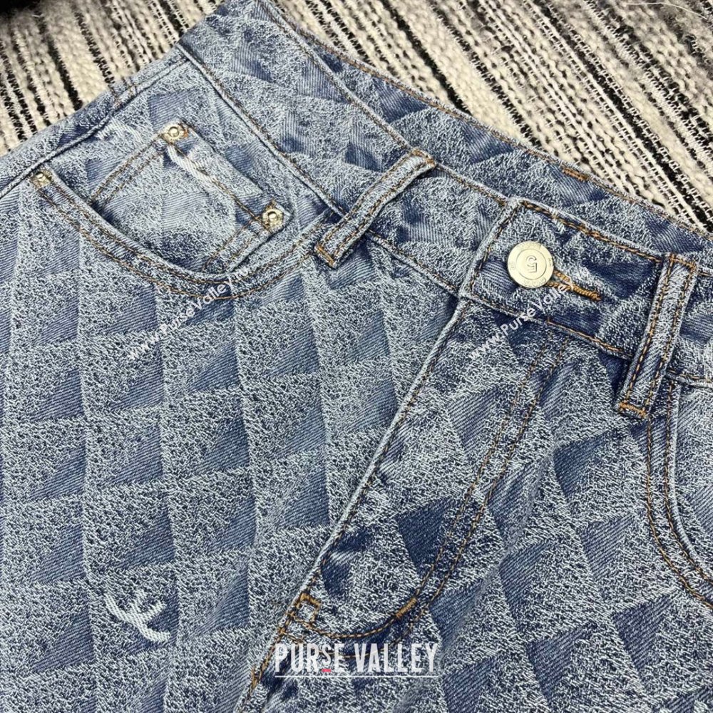 Chanel Printed Denim Jeans Washed Blue 2025 0214 (QI-250214024)