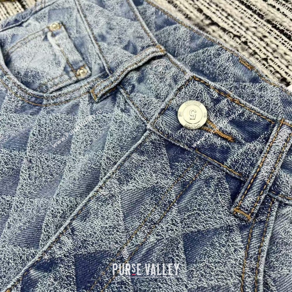 Chanel Printed Denim Jeans Washed Blue 2025 0214 (QI-250214024)