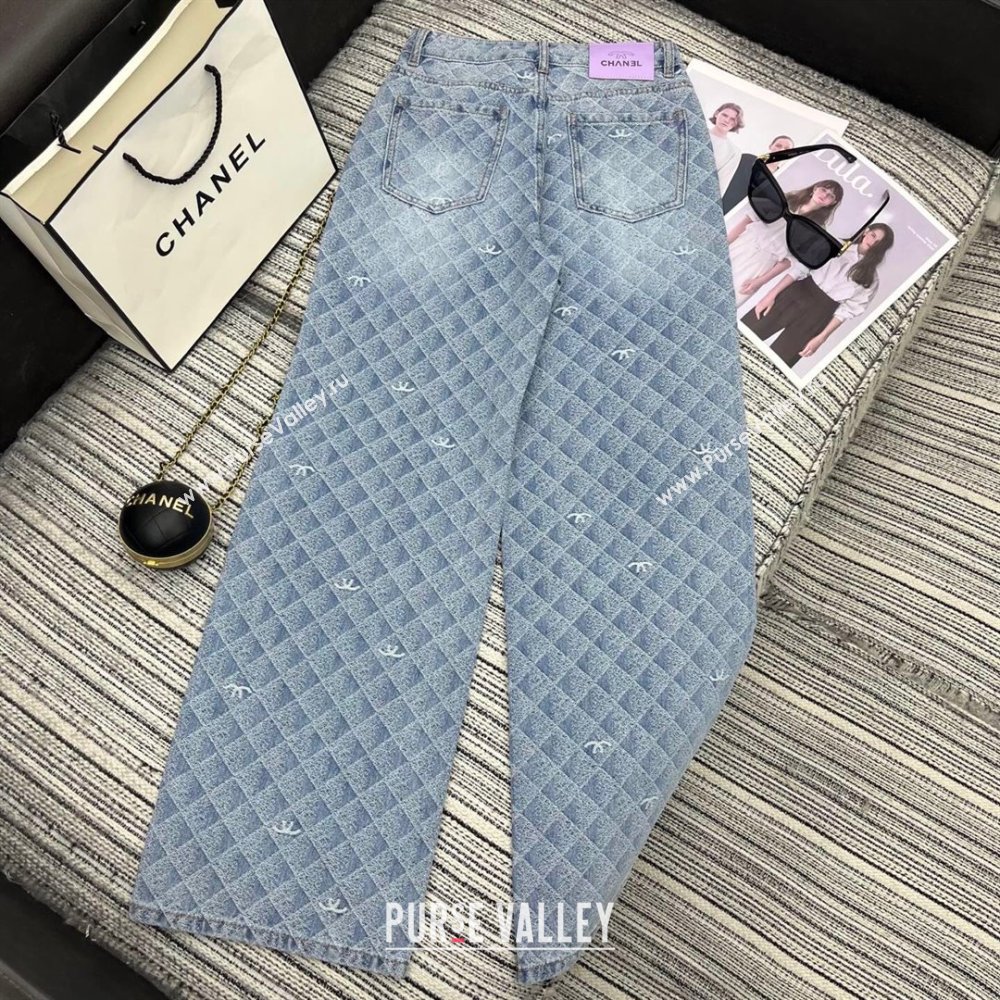 Chanel Printed Denim Jeans Washed Blue 2025 0214 (QI-250214024)