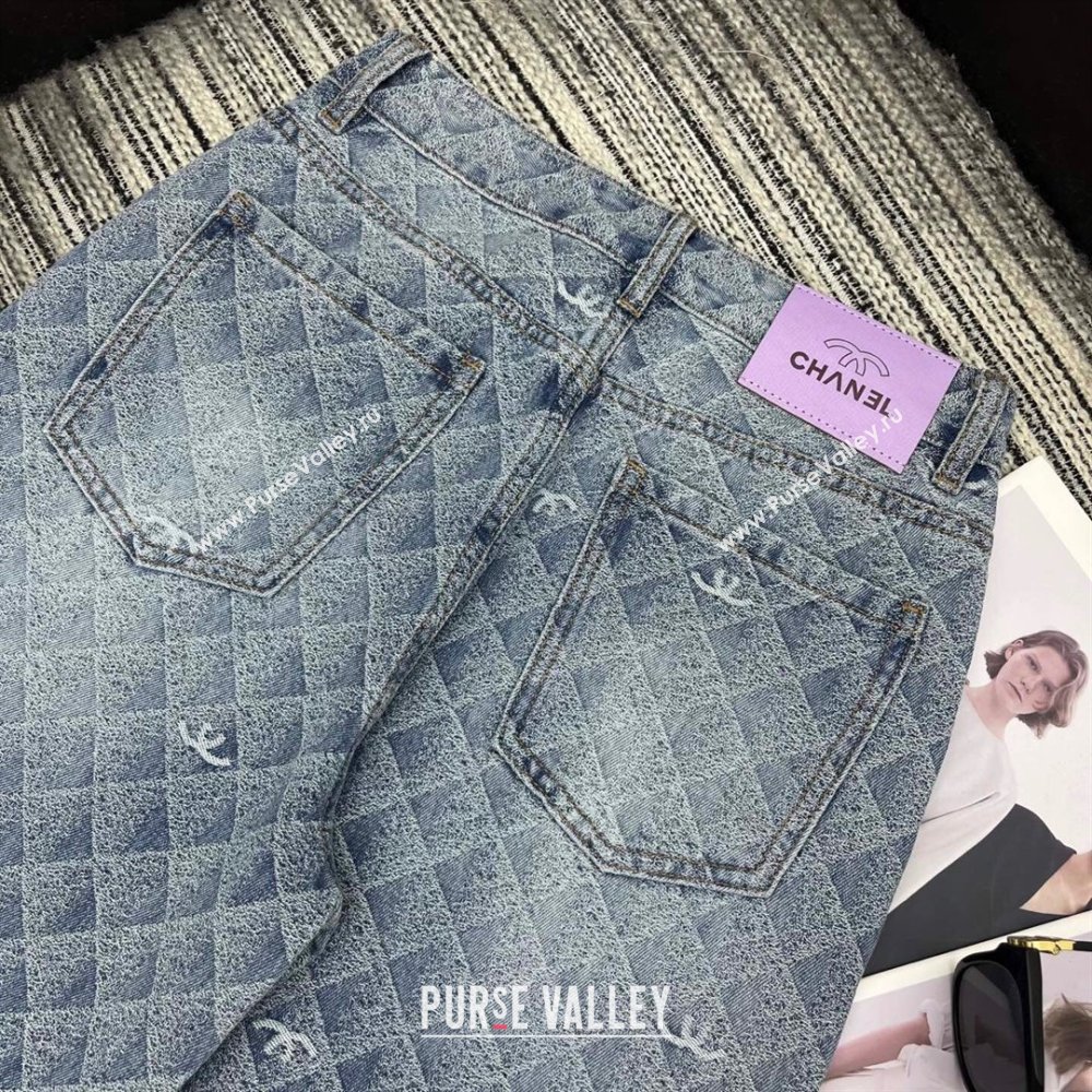 Chanel Printed Denim Jeans Washed Blue 2025 0214 (QI-250214024)